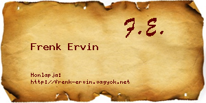 Frenk Ervin névjegykártya